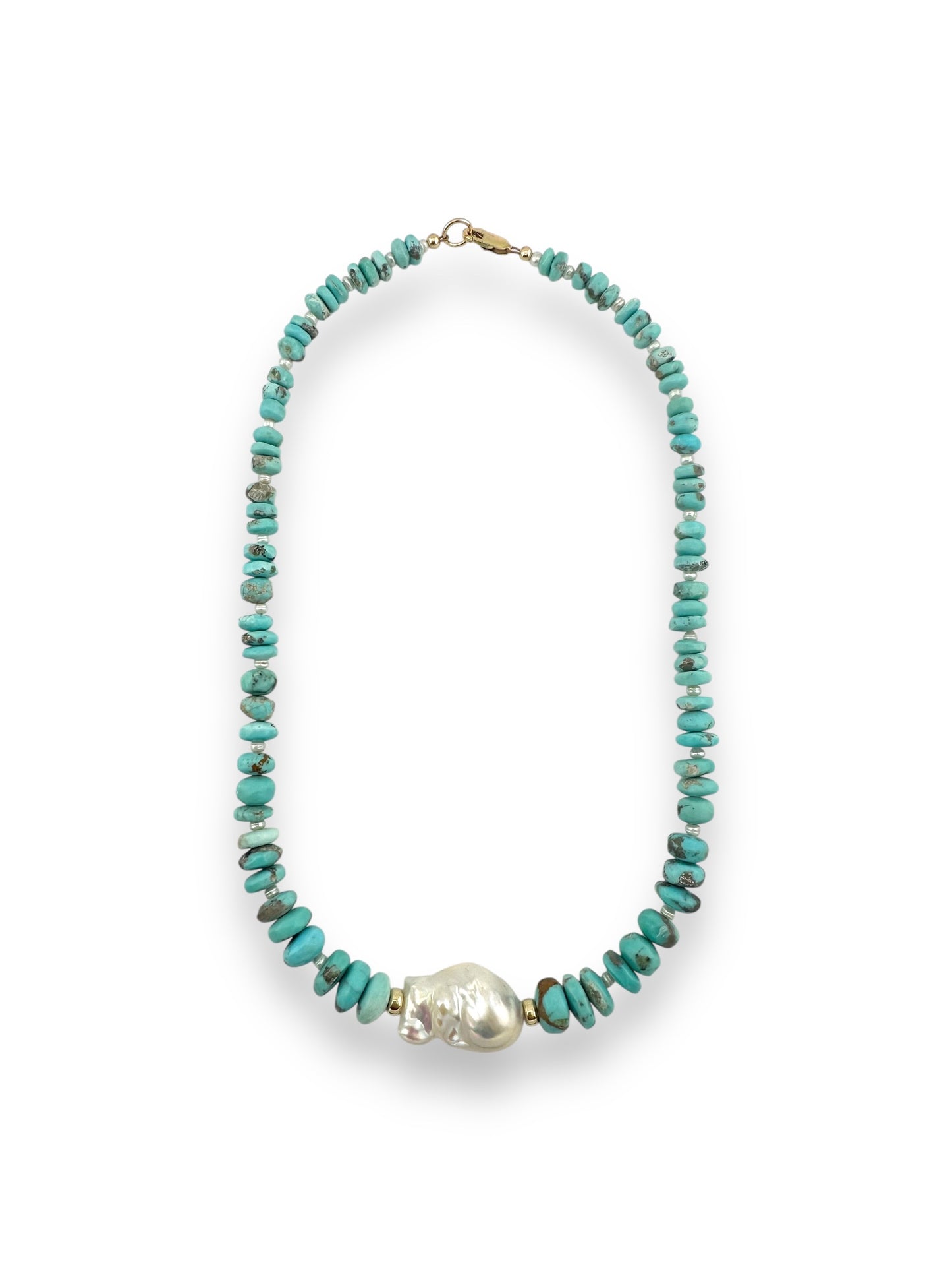 Sleeping Beauty Arizona Turquoise with Baroque Pearl